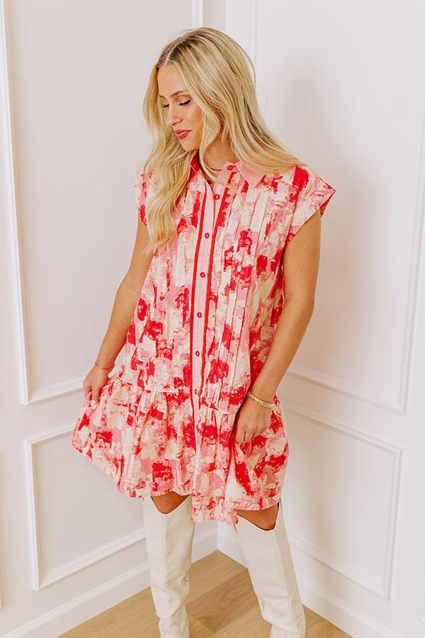 Artistic Flow Button Down Mini Dress in Scarlet Product Image
