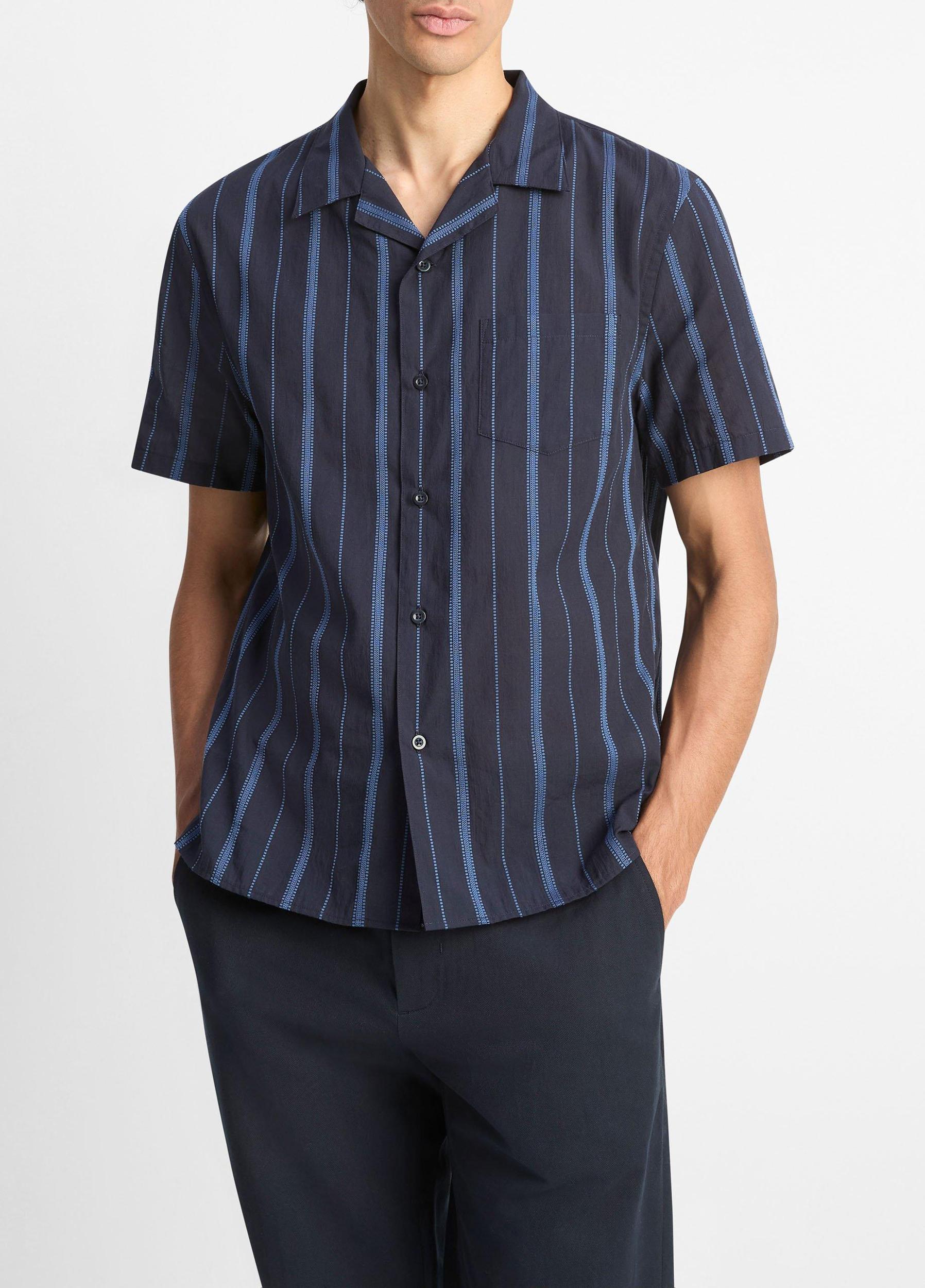 Mens Jacquard-Stripe Cotton-Blend Button-Front Shirt, Venice Blue/blue Cloud, Size S Vince Product Image