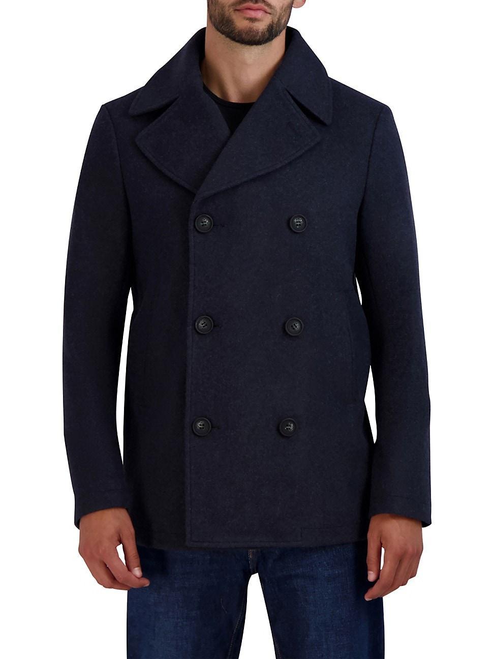 Cole Haan Stretch Regular Fit Double Breasted Peacoat Product Image