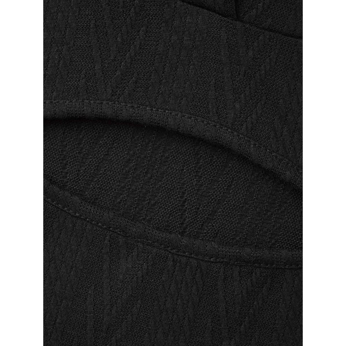 Plus Size Neck Cut-Out Elastic Textured Hoodie Women Black Elegant Texture Bodycon Hooded Everyday Sweatshirts BloomChic 22-24/3X Product Image