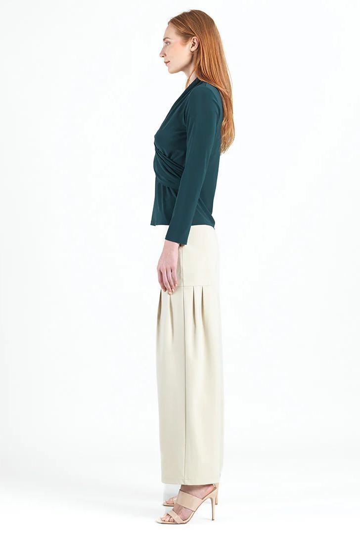 V-Neck Draped Pleat Top Product Image