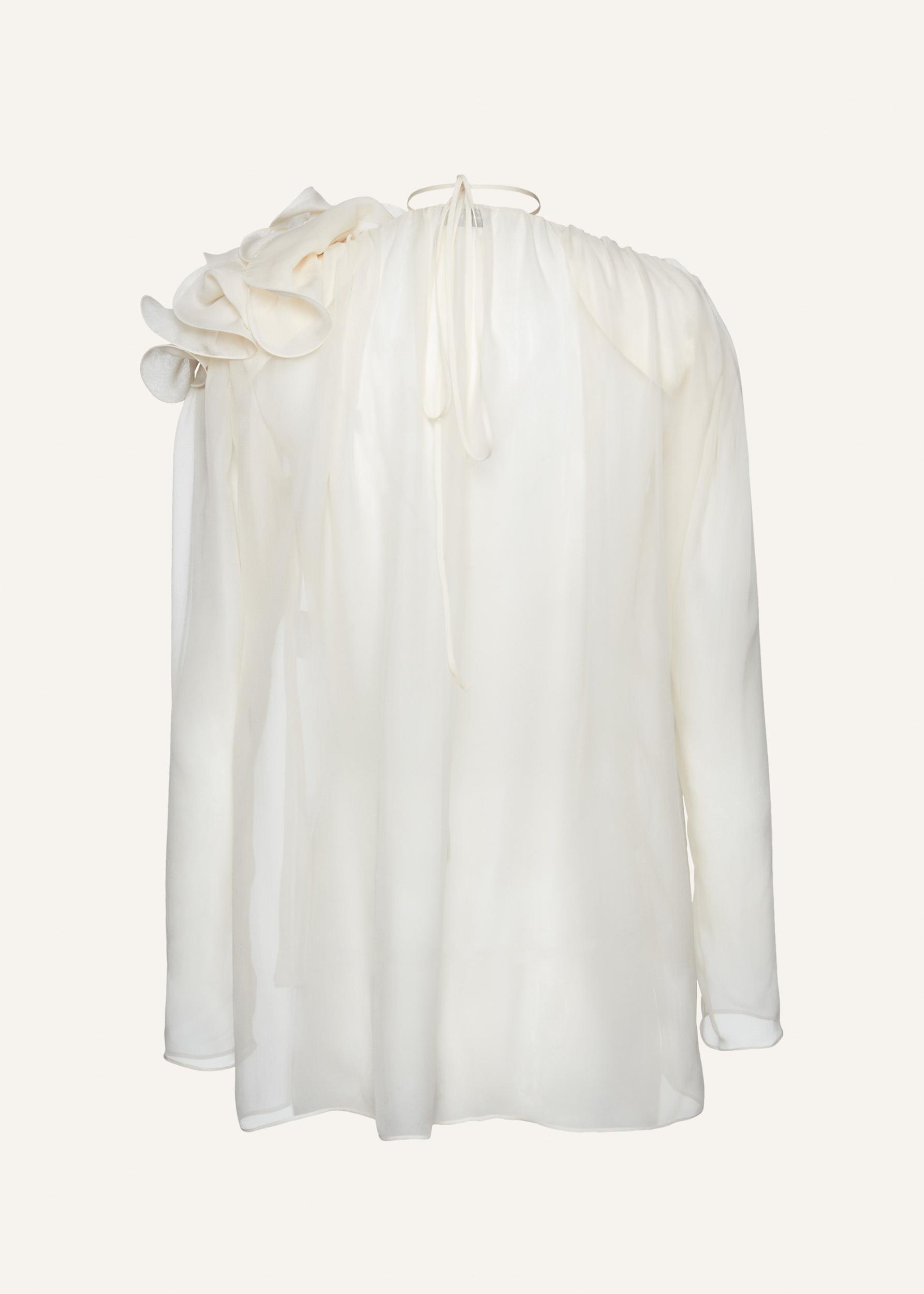 Classic silk flower blouse in cream Product Image