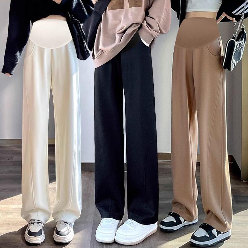 Maternity High Waist Plain Straight Leg Sweatpants Product Image