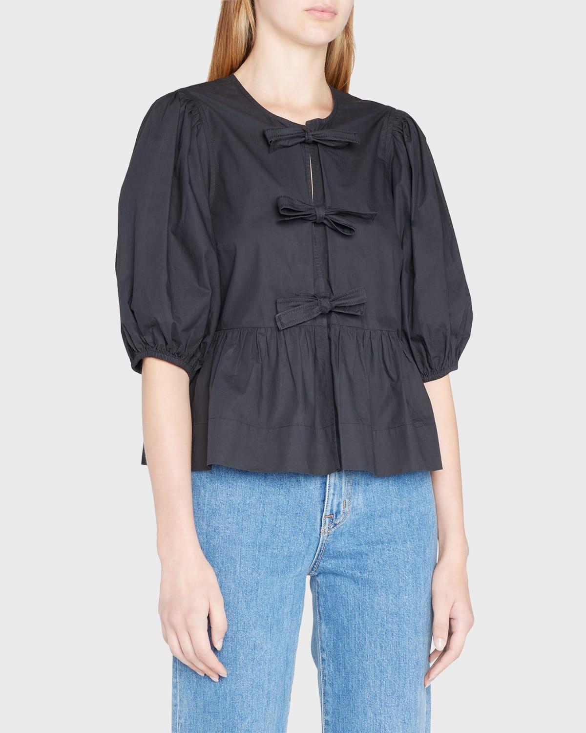 Womens Cotton Poplin Peplum Blouse Product Image