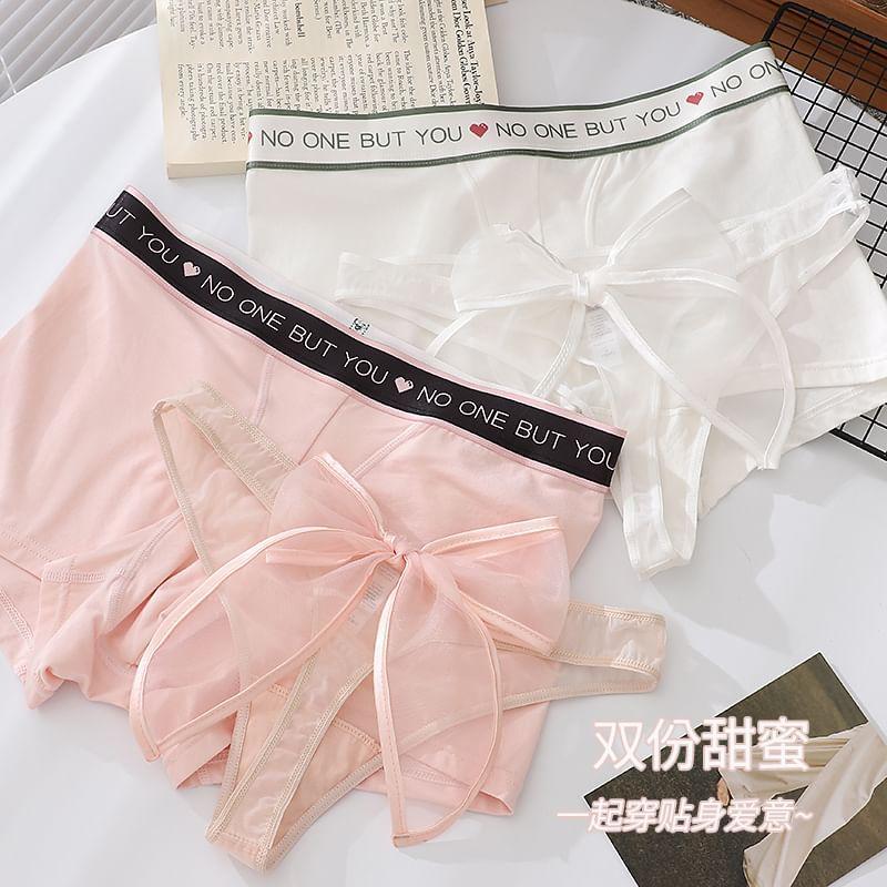 Couple Matching Set: Plain Boxer Brief + Bow Thong Product Image