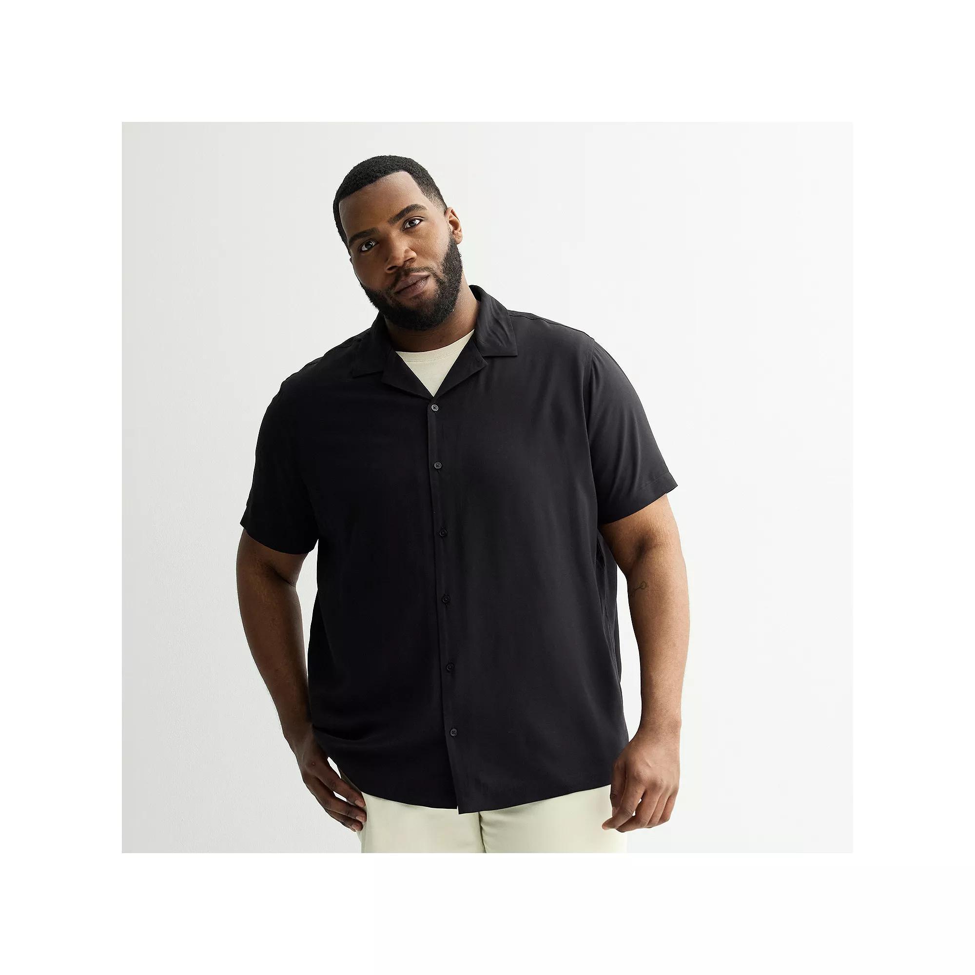 Big & Tall Apt. 9® Short Sleeve Rayon Camp Collar Shirt, Men's, Size: 2XB, Mineral Black Product Image