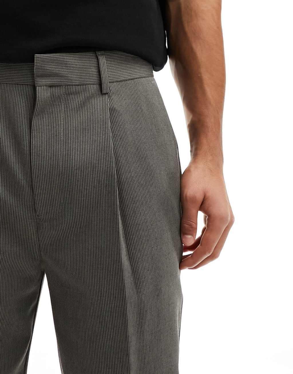 ASOS DESIGN smart tapered fit pants in brown microtexture Product Image