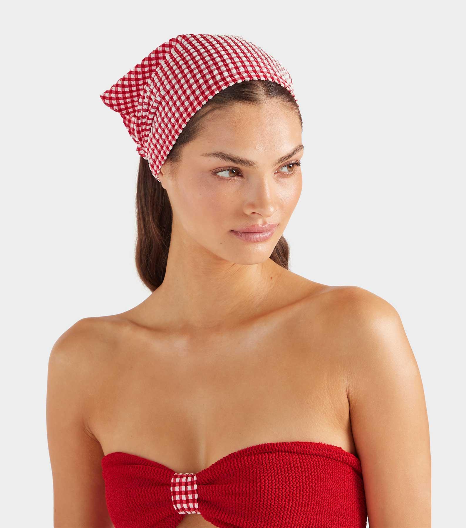 Sofia Gingham Headscarf - Red Gingham Product Image