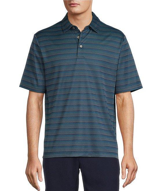 Roundtree & Yorke Performance Short Sleeve Stripe Jacquard Polo Shirt Product Image