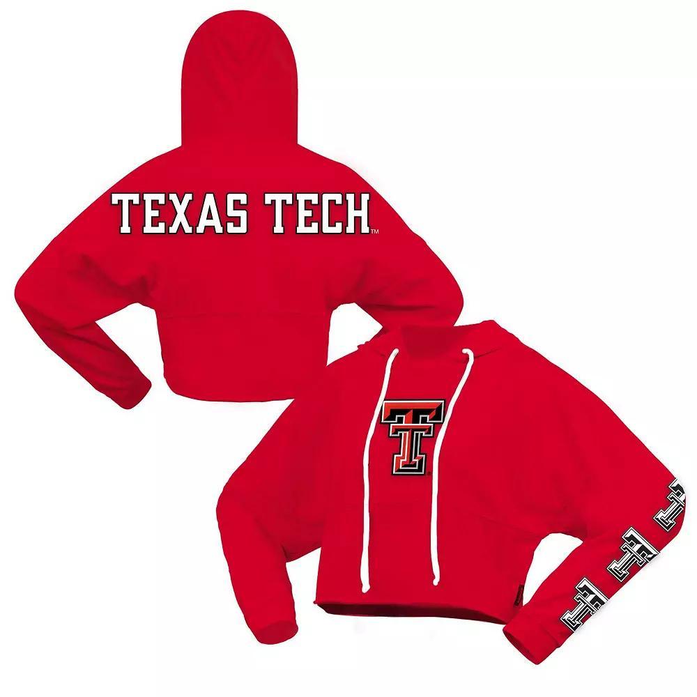 Women's Spirit Jersey Red Texas Tech Red Raiders Oversized Cropped Pullover Hoodie, Size: XL Product Image