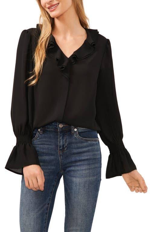 CeCe Ruffled V Neck Blouse Product Image