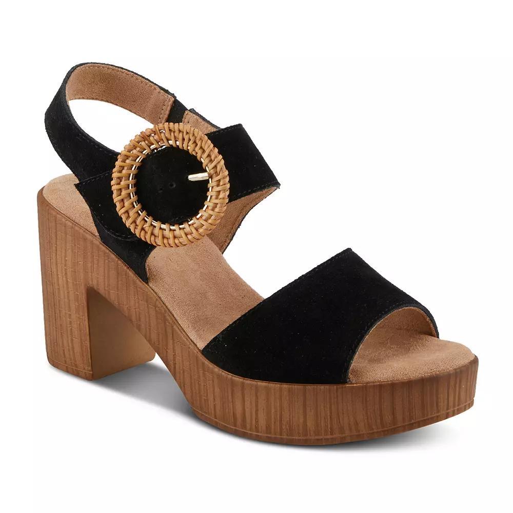 Spring Step Gamona Women's Cork Heeled Sandals, Size: 40, Black Suede Product Image