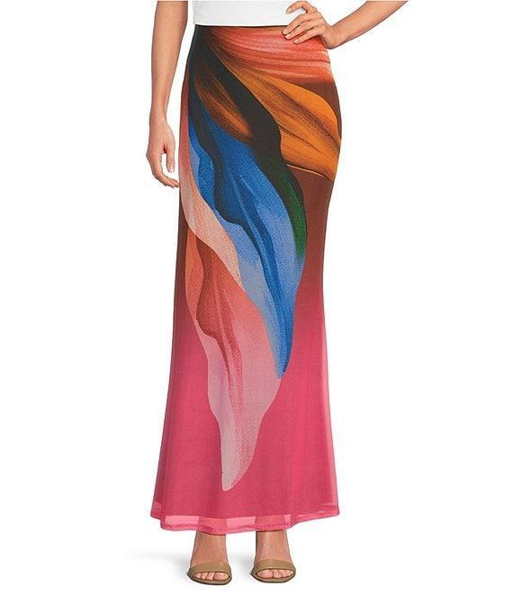AFRM Tegan Printed Mesh Coordinating Maxi Skirt Product Image