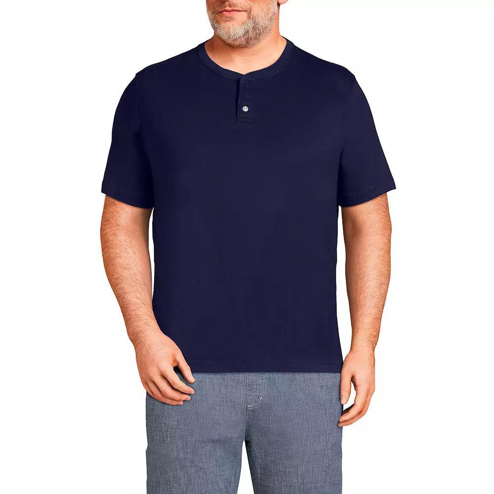 Big & Tall Lands' End Short Sleeve Super-T Henley Shirt, Men's, Size: 3XL Tall, Radiant Blue Product Image