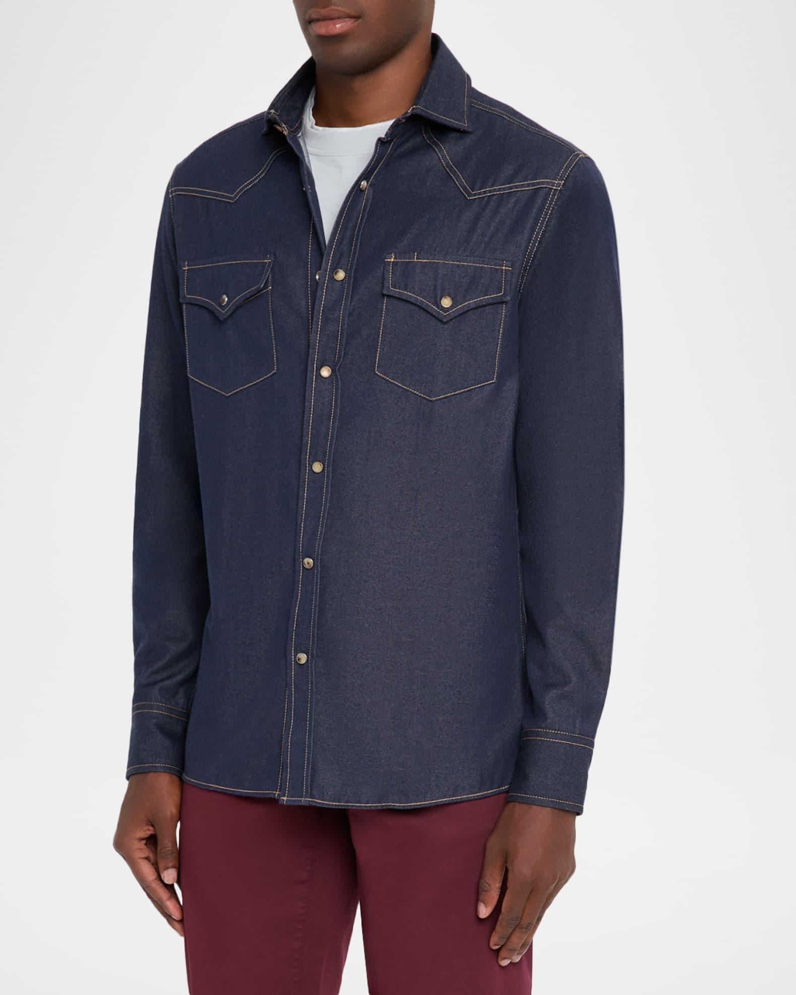 Men's Denim Snap-Front Western Shirt Product Image