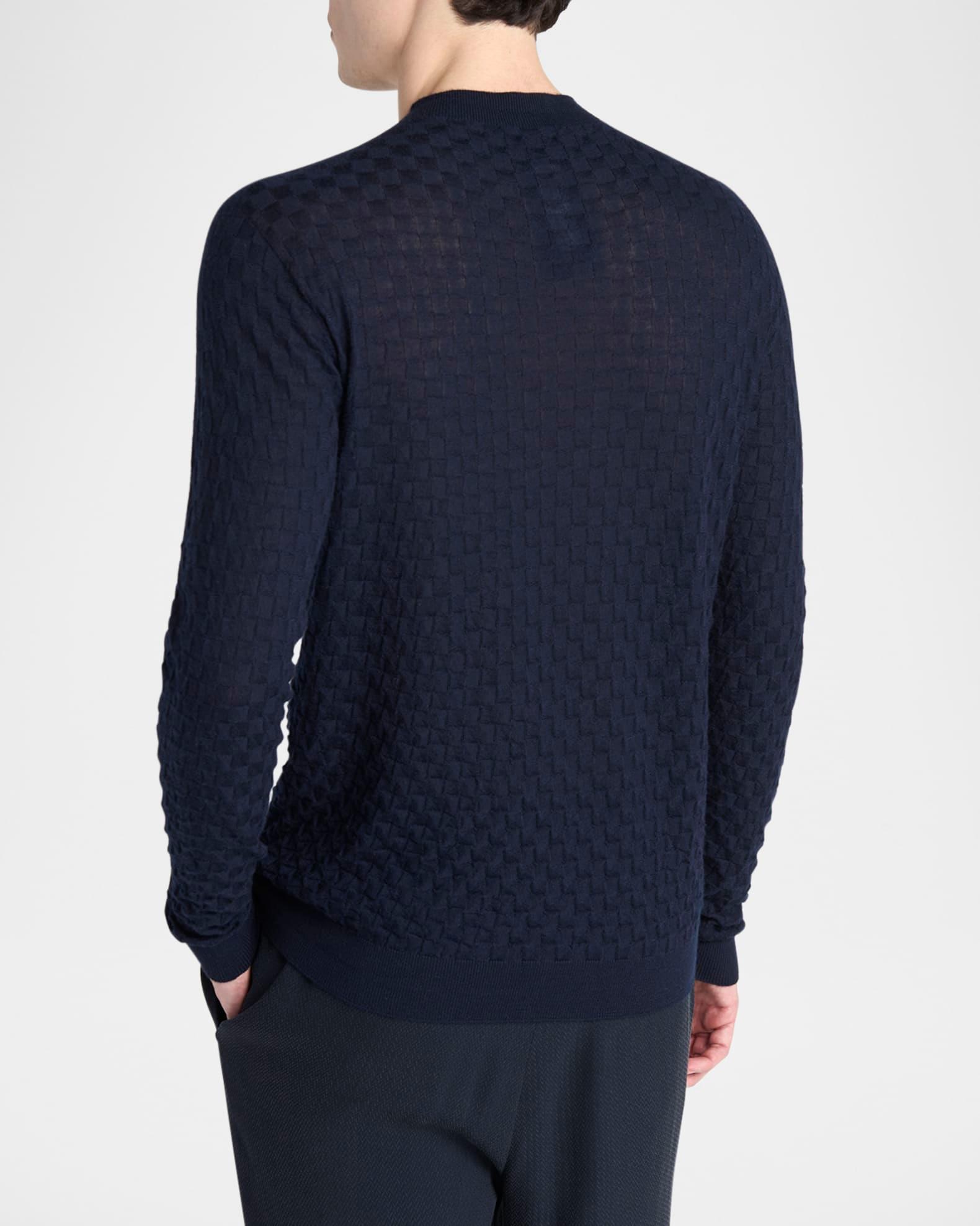 Men's Quadrant Knit Cashmere and Silk Crewneck Sweater Product Image