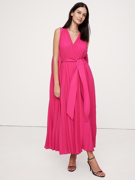 Pleated Cape Maxi Dress Product Image