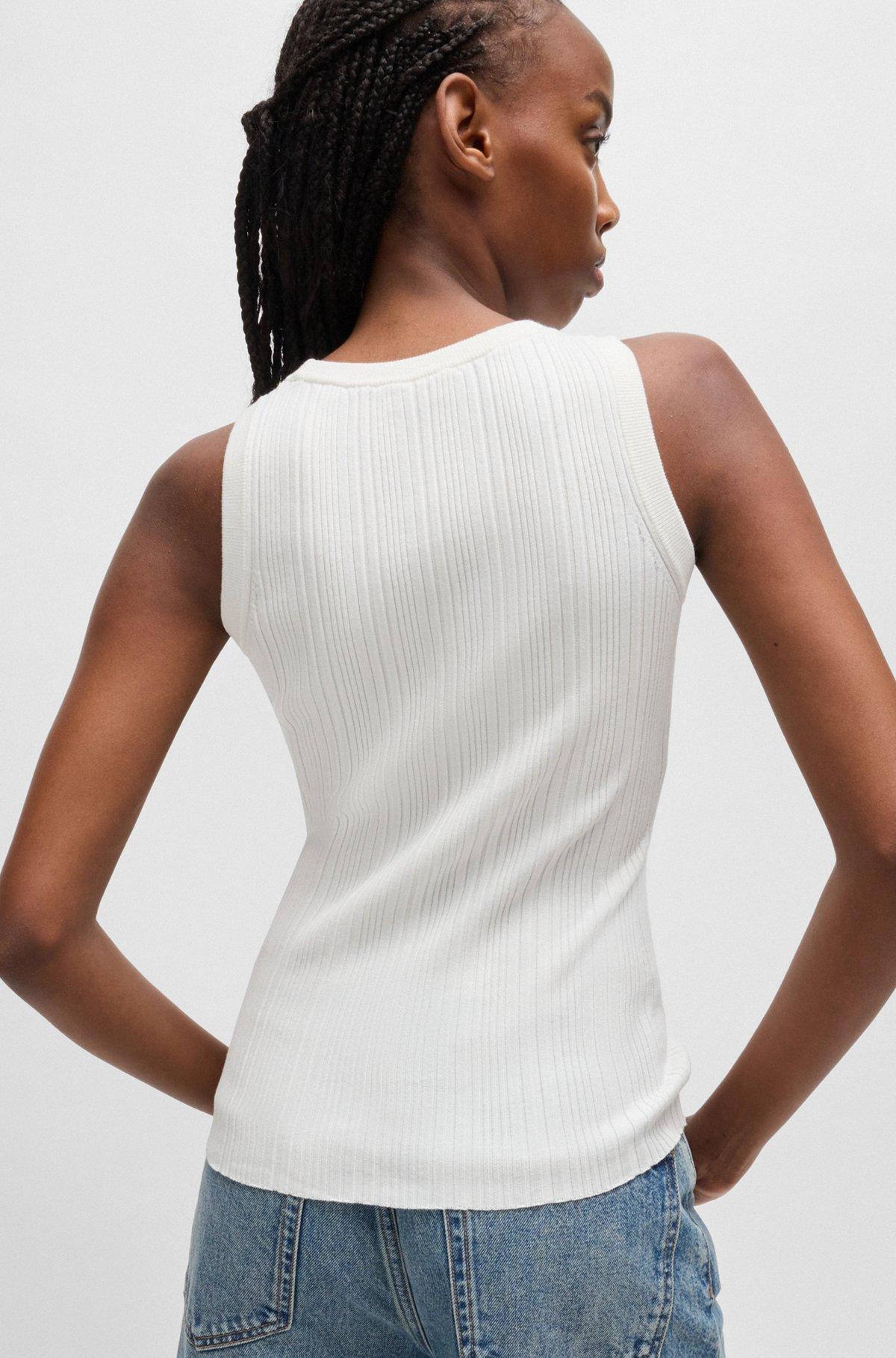 HUGO - Slim-fit sleeveless top with irregular ribbed structure - White Product Image