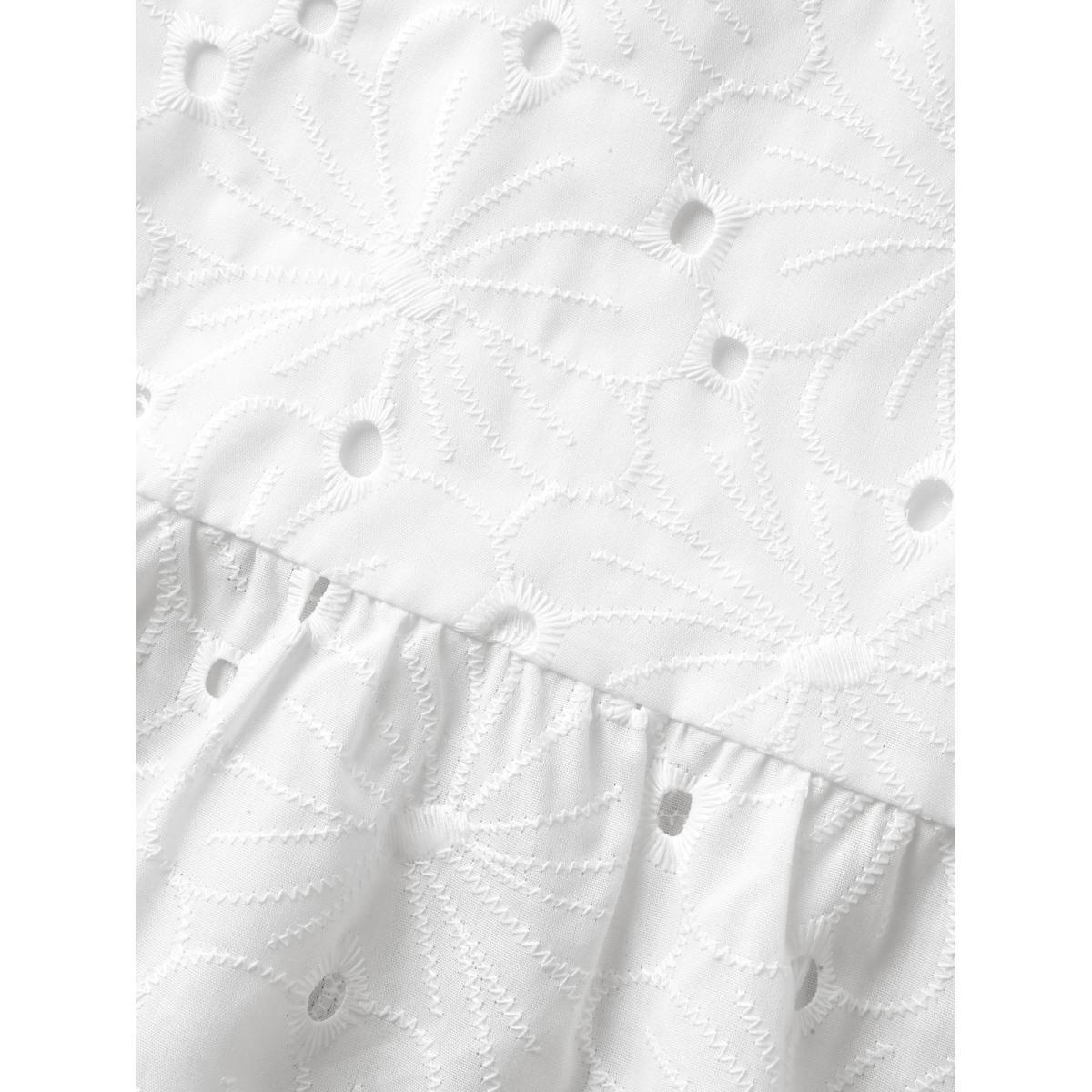 Plus Size Cotton Lace Detail Tiered Hem Tiered Maxi Dress Originalwhite Women Round Neck Sleeveless Curvy BloomChic 28/5X Product Image