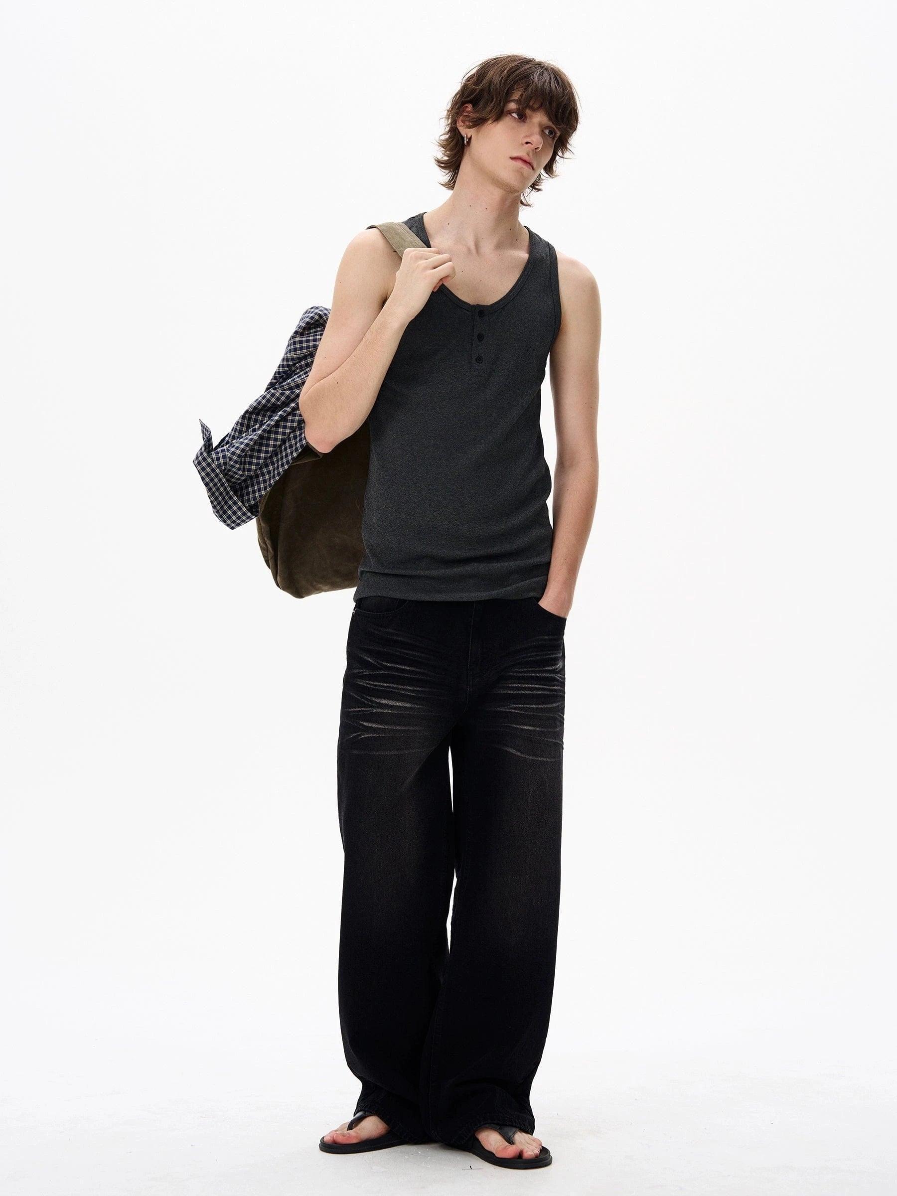 RT No. 18200 WASHED DENIM STRAIGHT JEANS Product Image