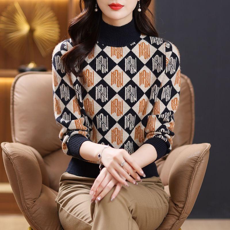 Turtleneck Pattern Sweater Product Image