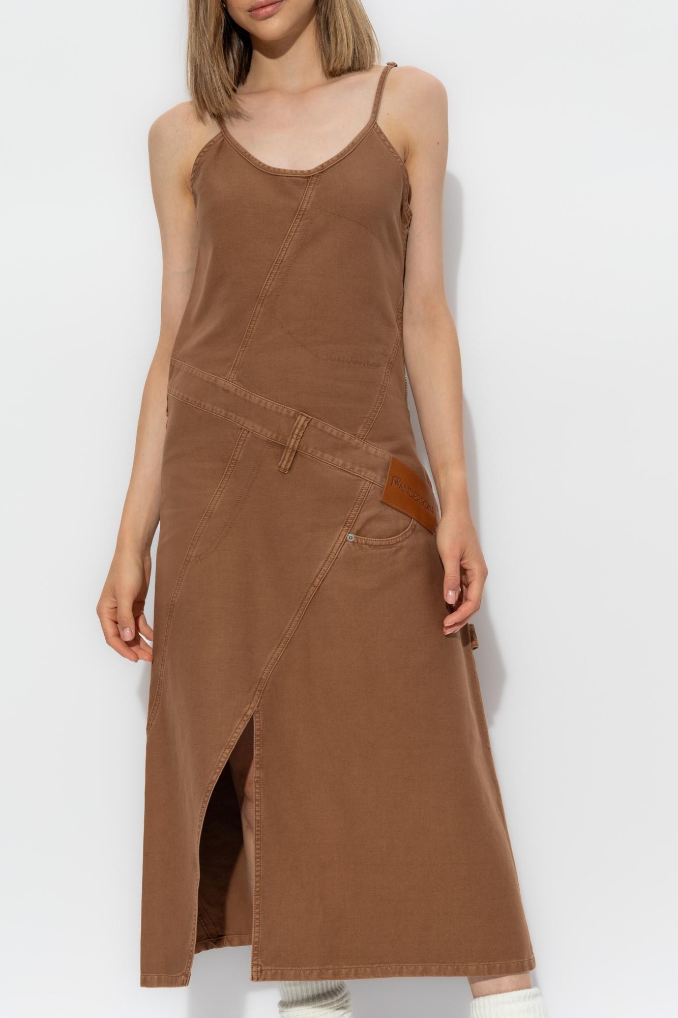 JW ANDERSON Logo-appliqué Midi Dress In Brown Product Image
