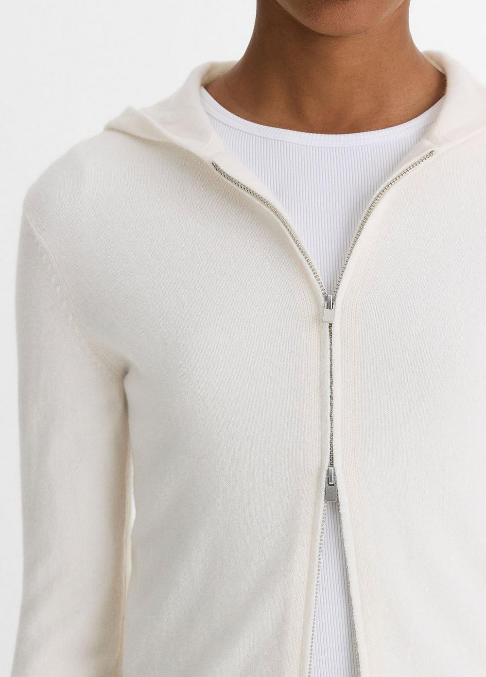 Womens Wool-Blend Zip Hoodie, Off White, Size M Vince Product Image