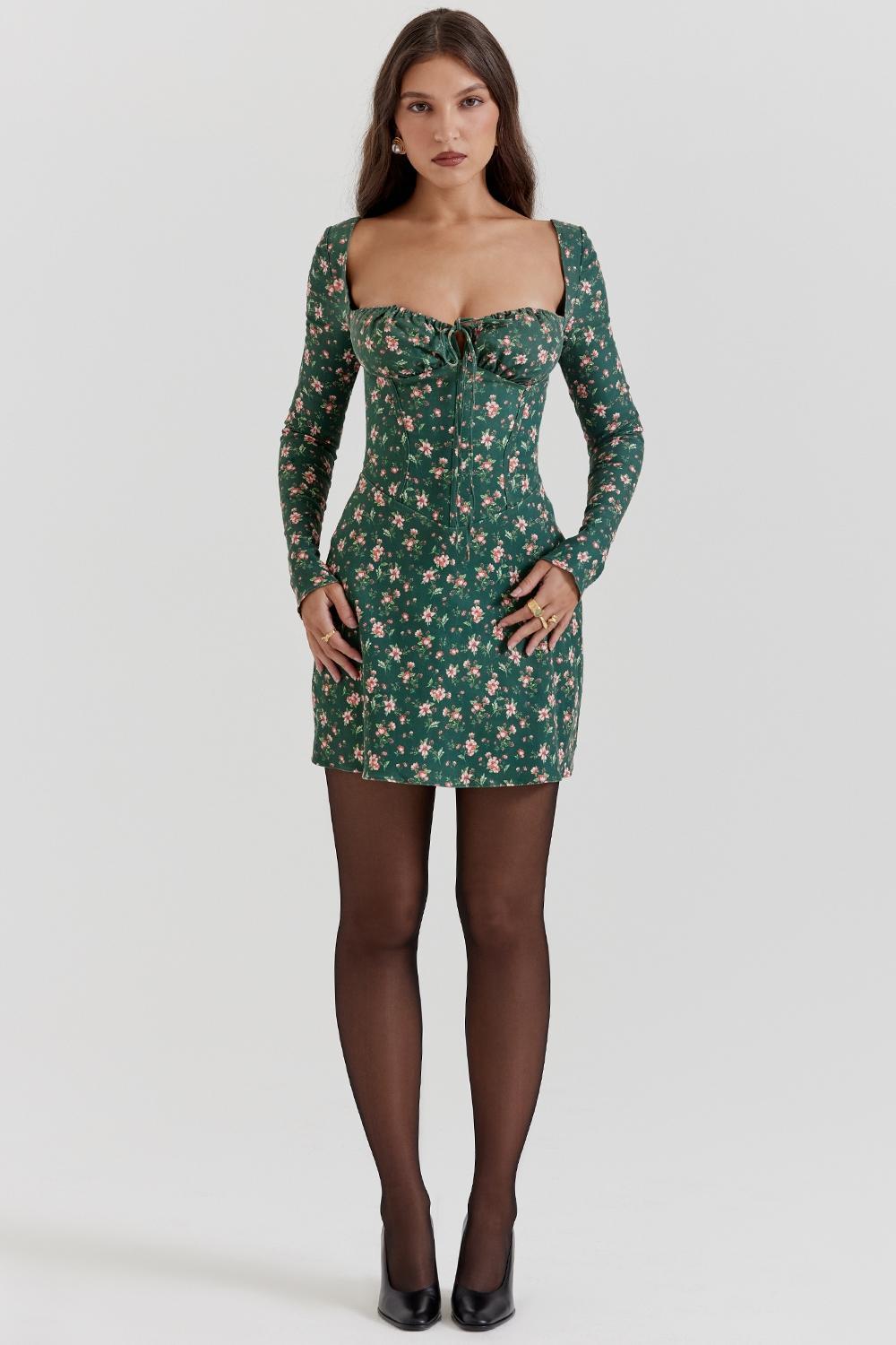 Malika Green Floral Corset Mini Dress Product Image
