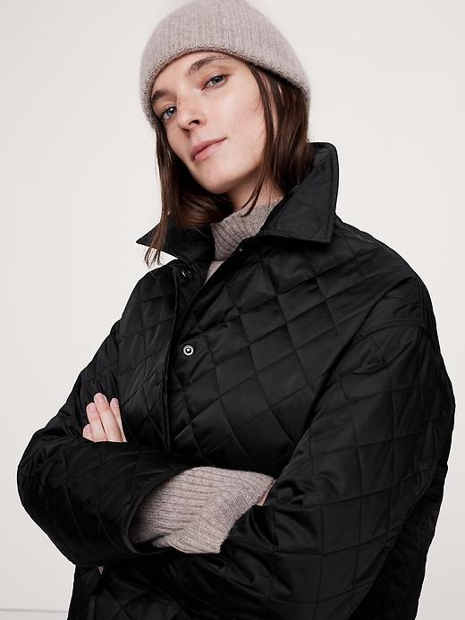 Water-Repellant Long Quilted Coat Product Image