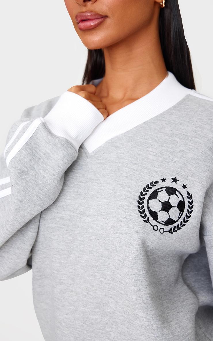 Petite Light Grey Oversized Collared Sweatshirt Product Image