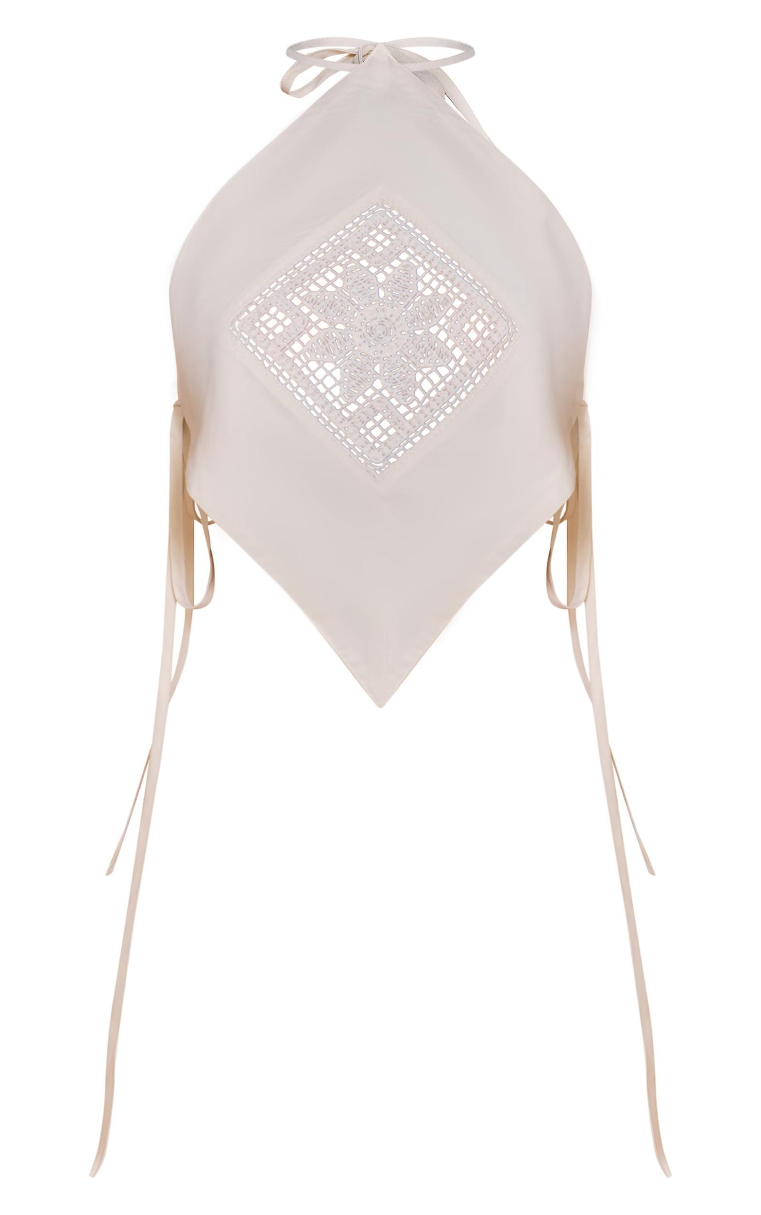 Petite Cream Halterneck Applique Detail Top Product Image