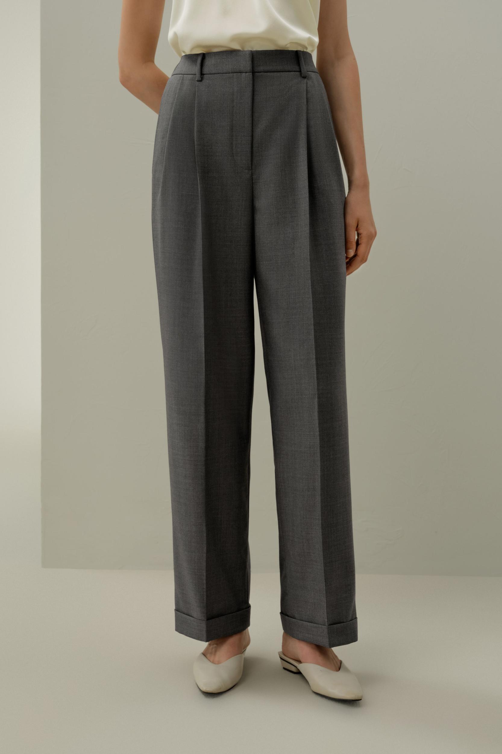 Wool-Silk Straight Leg Pants Product Image
