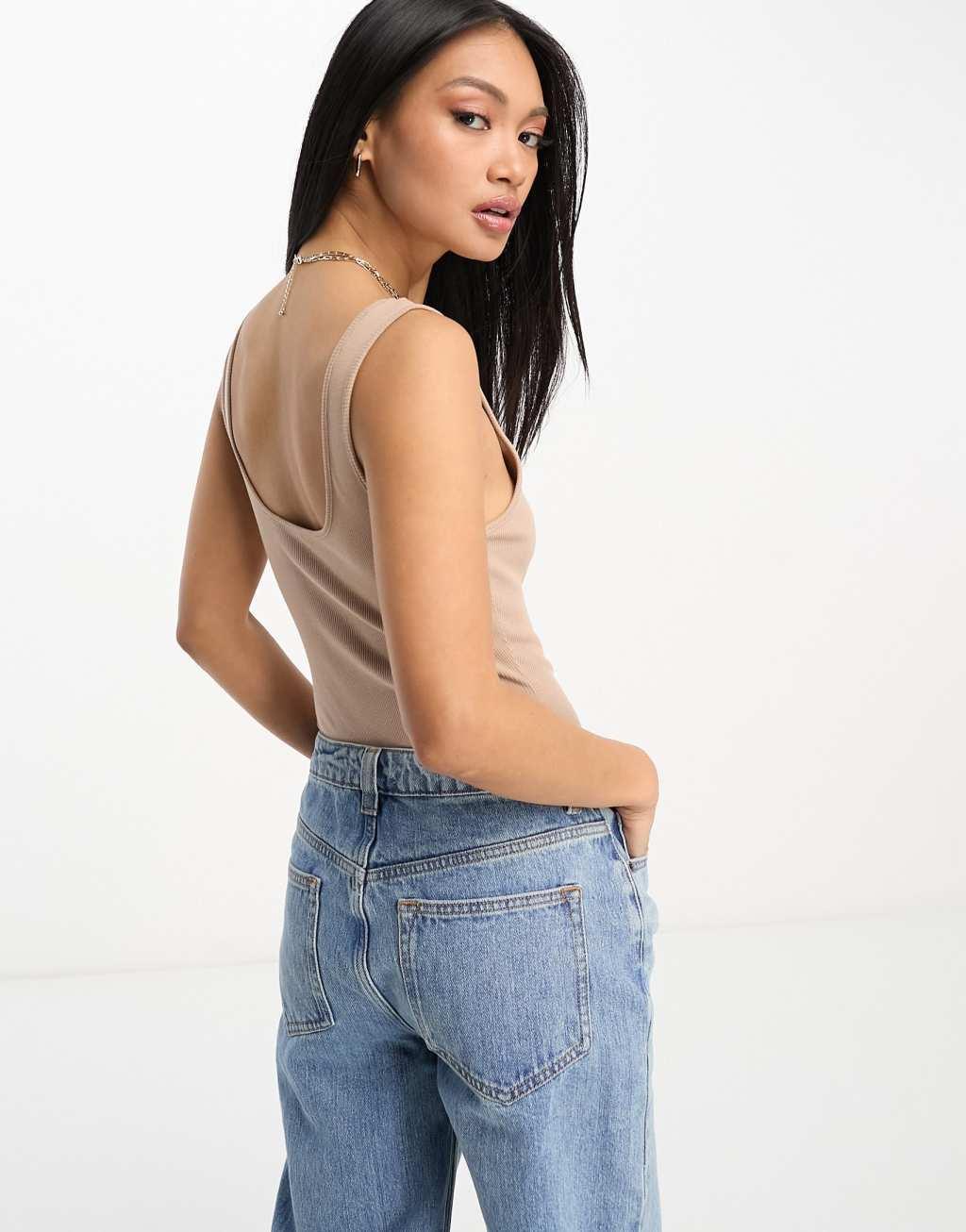 ASOS DESIGN scoop neck ribbed bodysuit Product Image