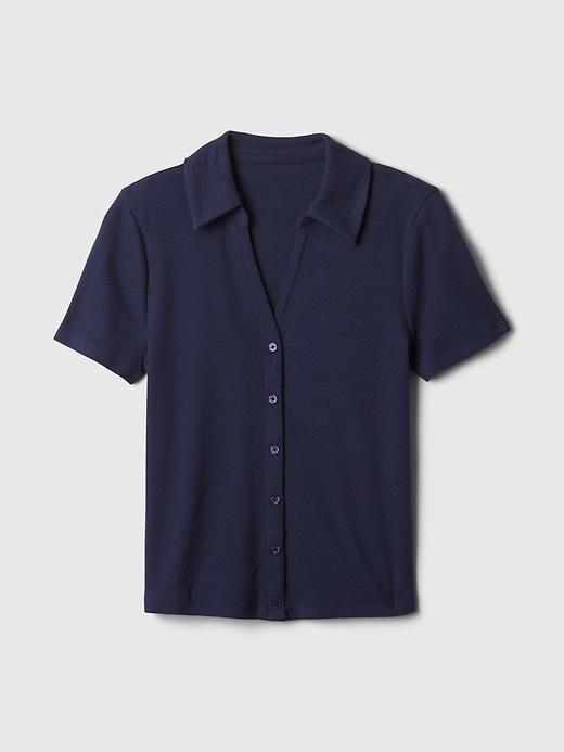 Modern Rib Button Polo Shirt Product Image