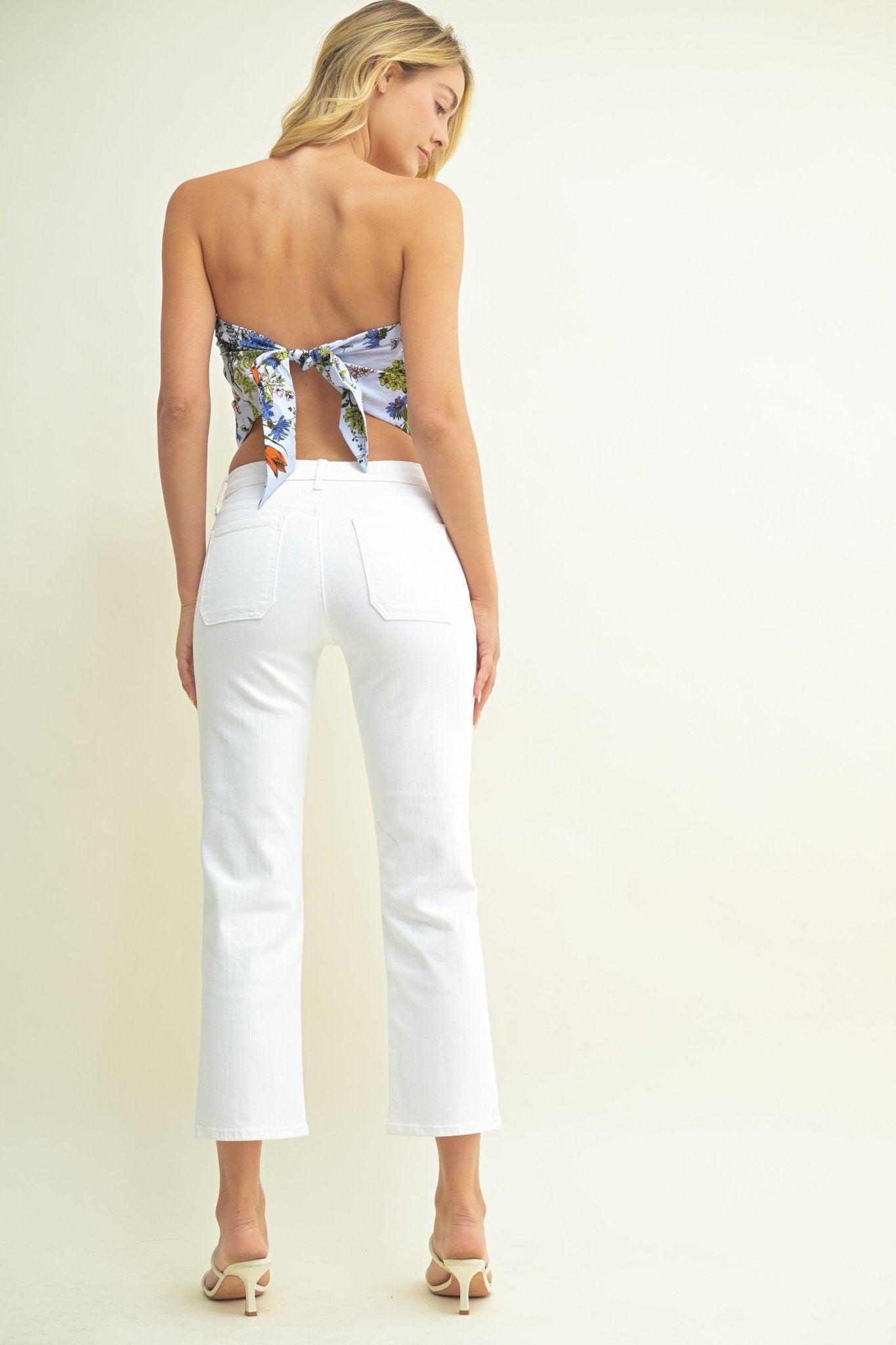White Low Rise Straight Leg Jeans - FINAL SALE Product Image