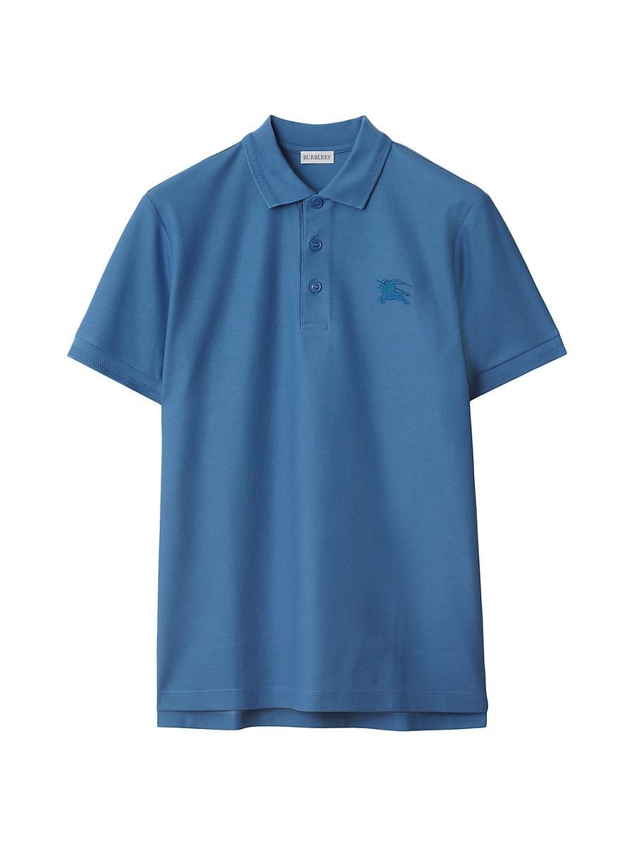 burberry Men's Eddie TB Monogram Cotton Polo in Black at Nordstrom, Size Small Product Image