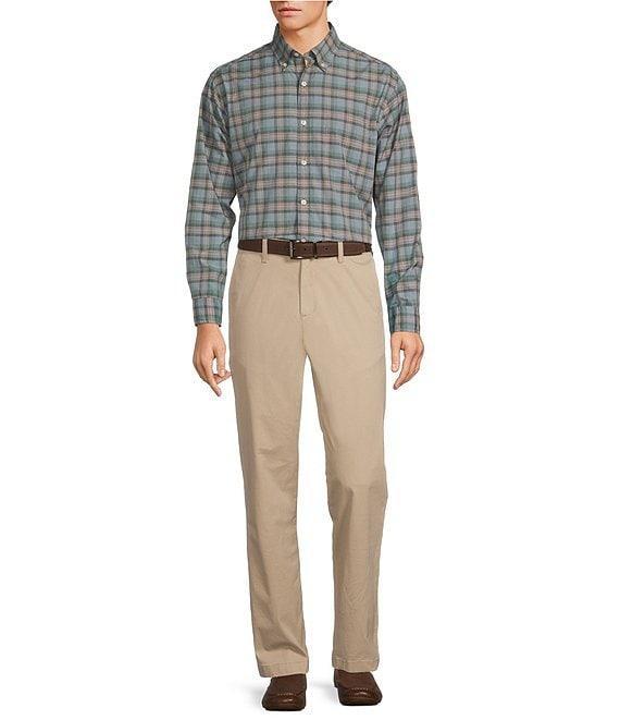 Roundtree & Yorke Long Sleeve Medium Light Plaid Pattern Slub Sport Shirt Product Image