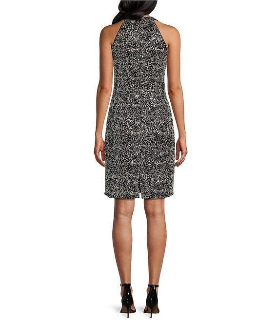 Alex Evenings Petite Size Sleeveless Halter Neck Lace Sequin Dress Product Image