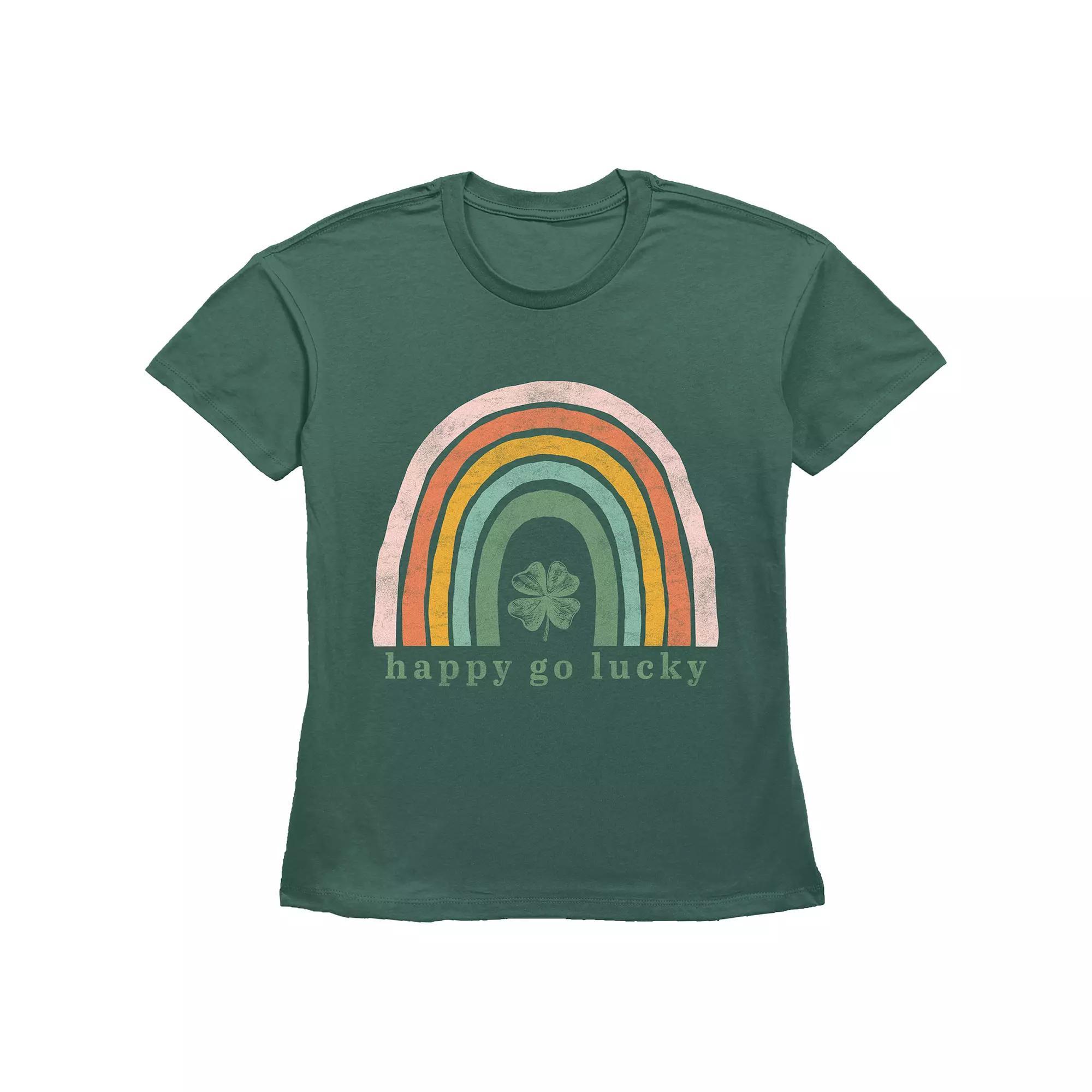 Women's Happy Go Lucky Graphic Tee, Girl's, Size: Medium, Green Product Image