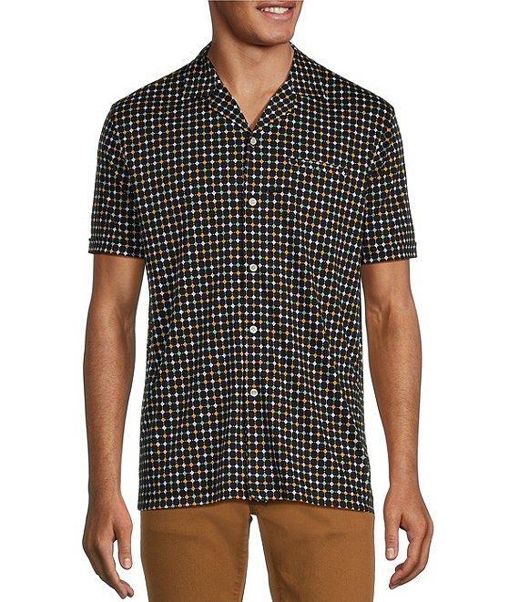 Murano Liquid Luxury Slim Fit Printed Short Sleeve Coatfront Shirt Product Image