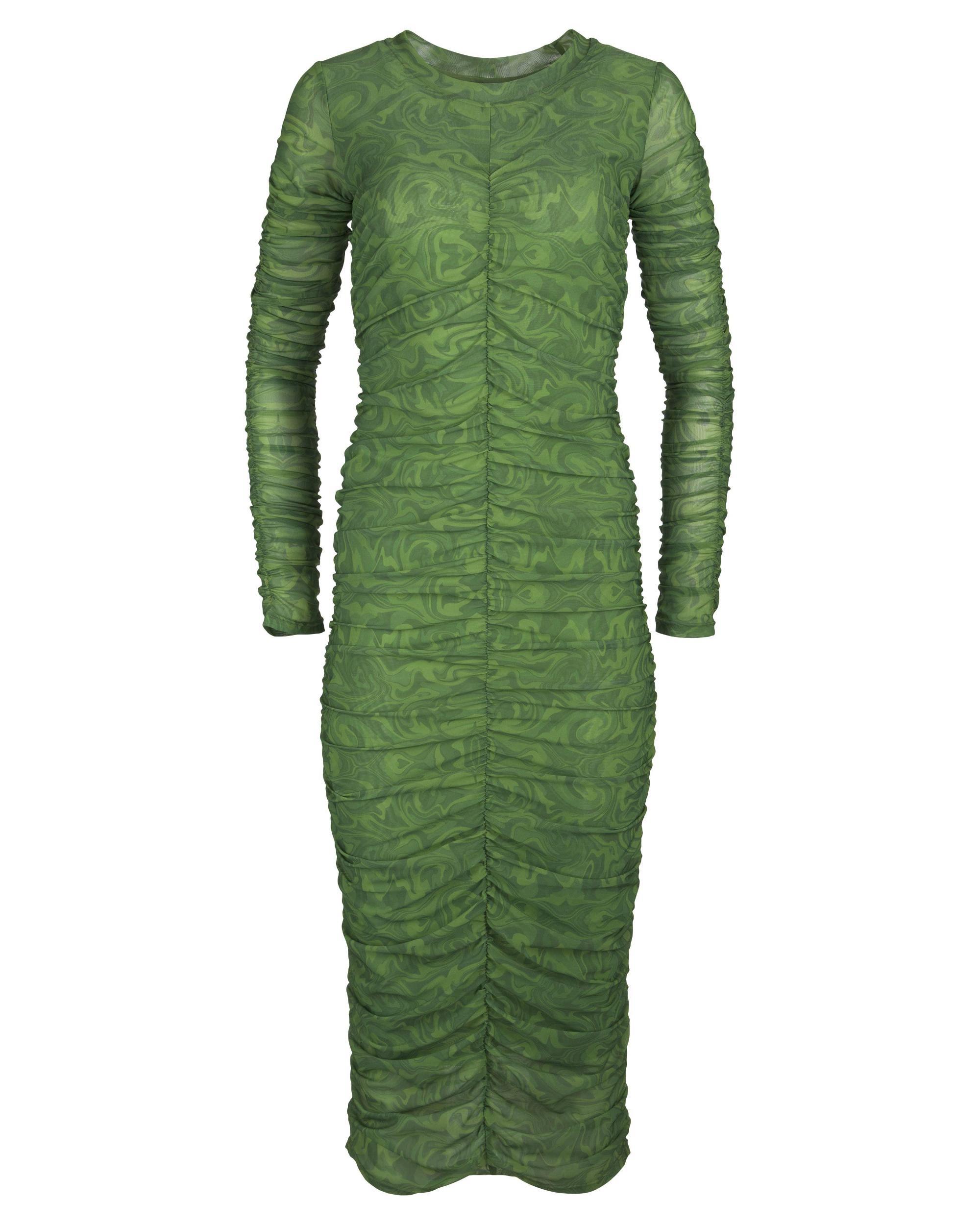 Long Sleeve Mesh Dress: Custom Green Print / 2X Product Image