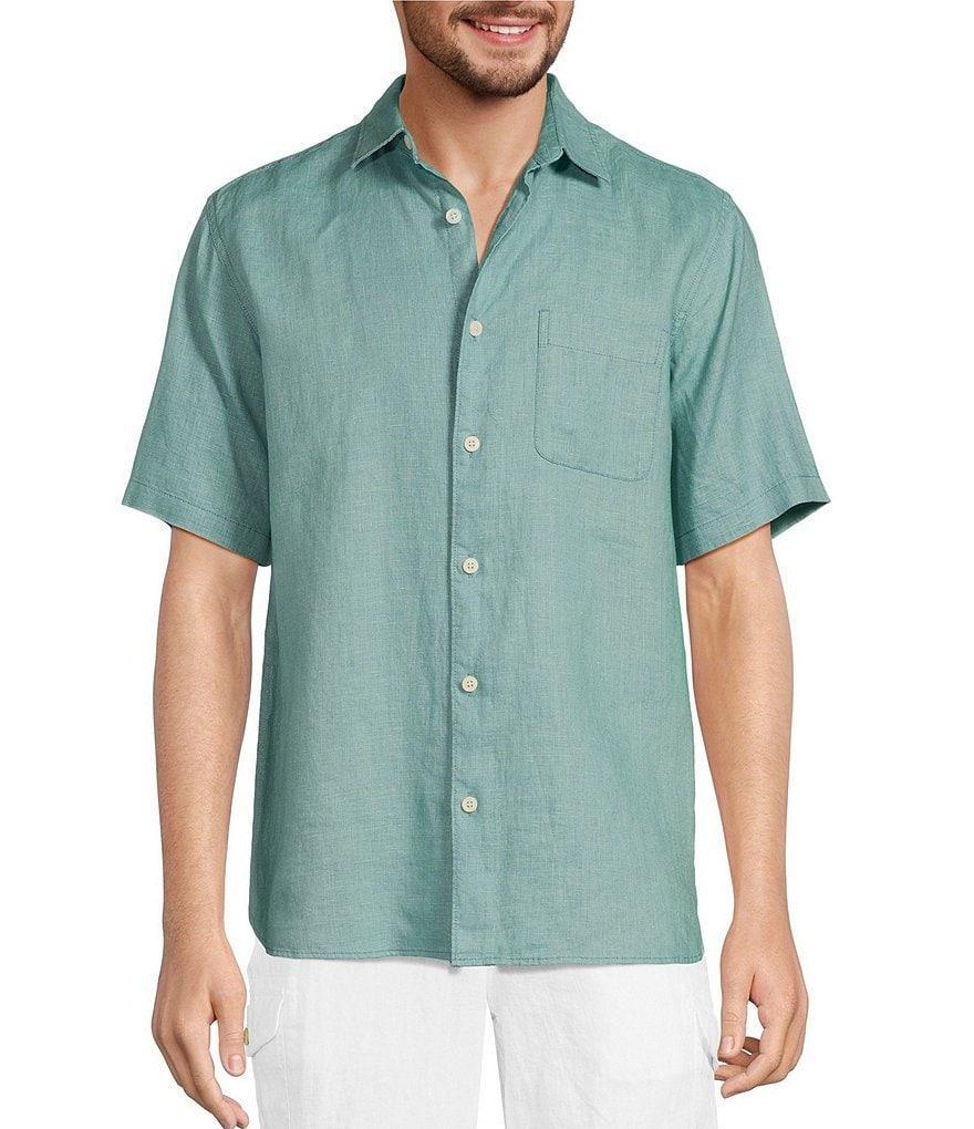 Caribbean Solid Linen Short Sleeve Woven Shirt Product Image