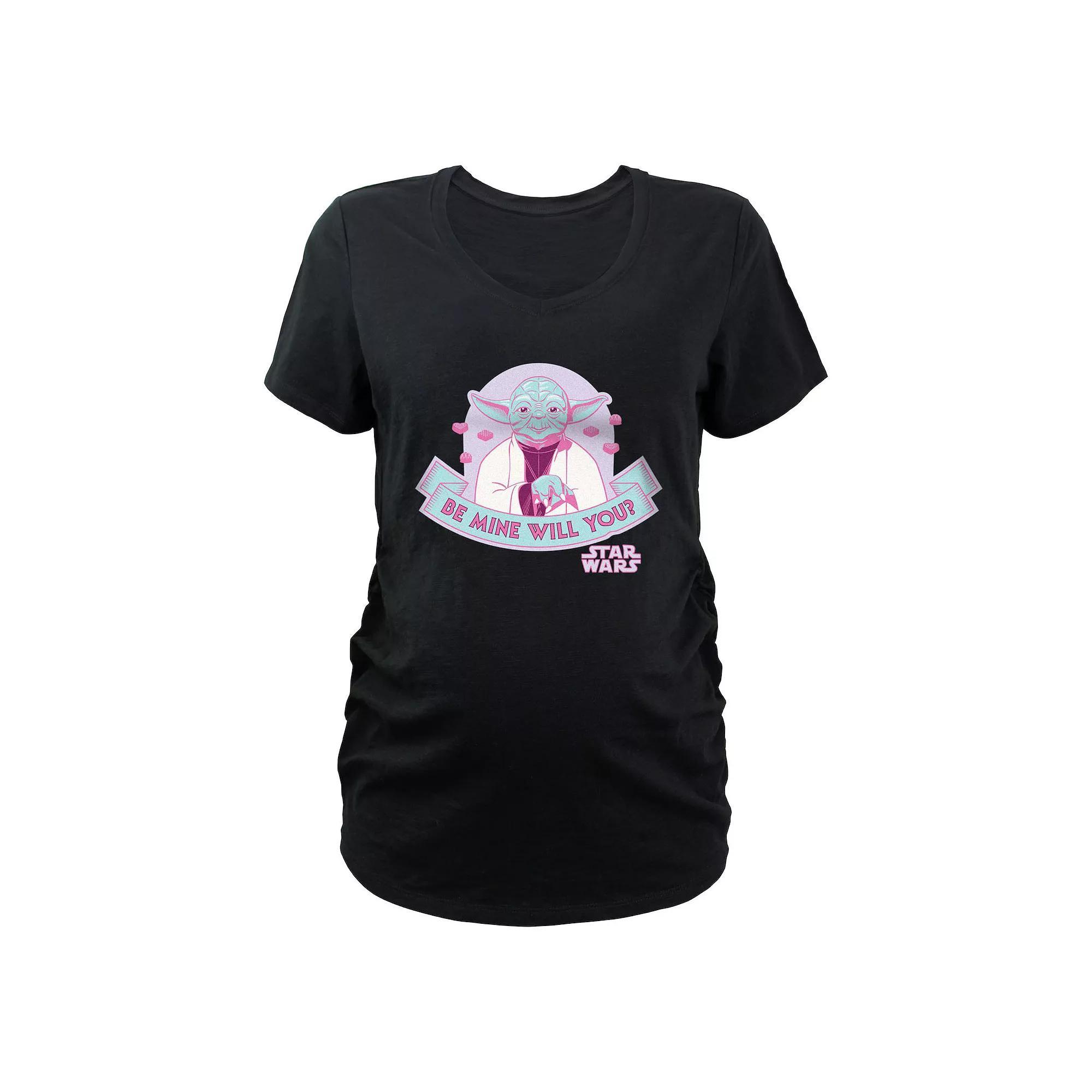 Maternity Star Wars Yoda Be Mine Will You Graphic Tee, Women's, Size: XS-MAT, Black Product Image