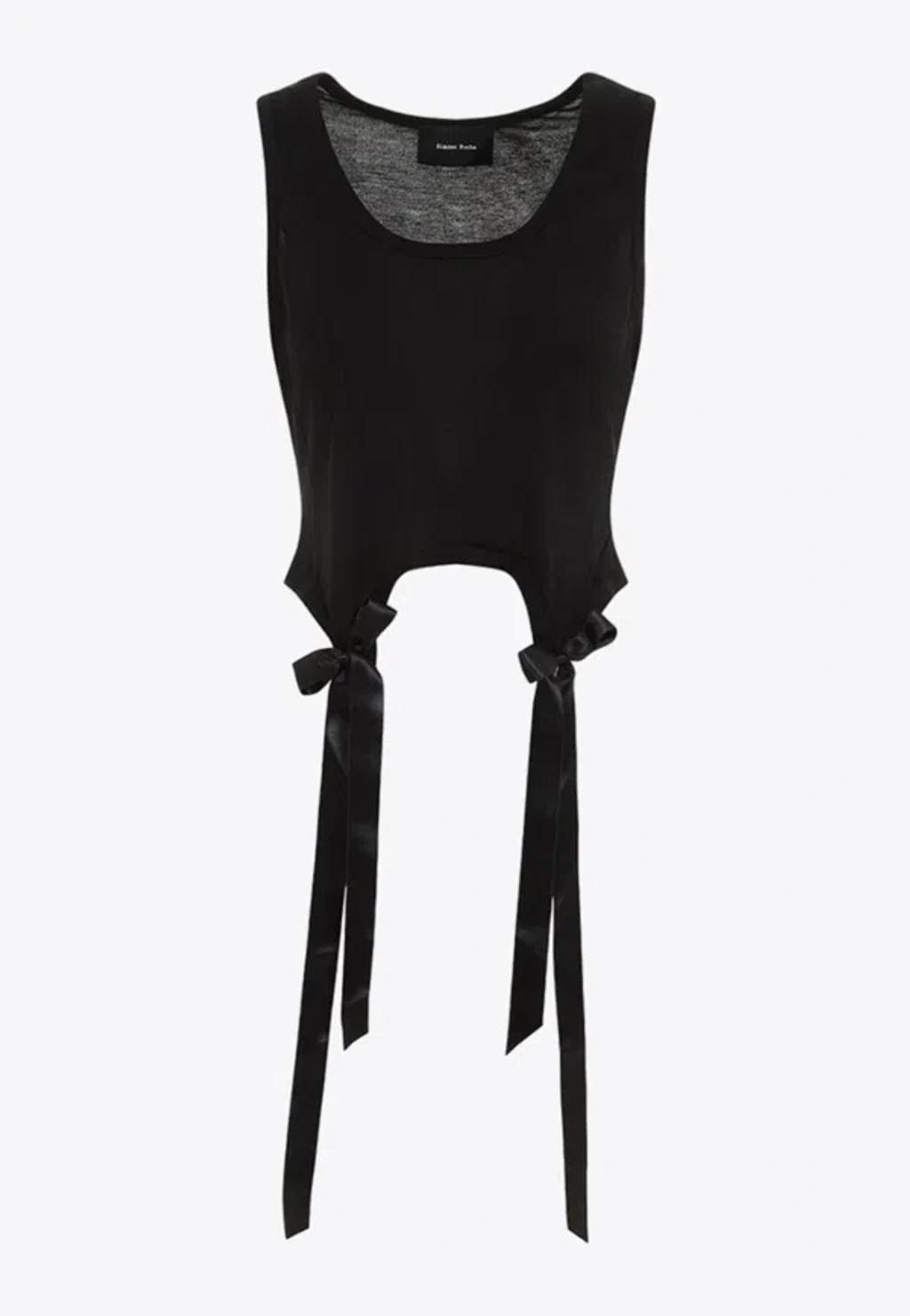 bow and ribbon-detail cotton vest Product Image