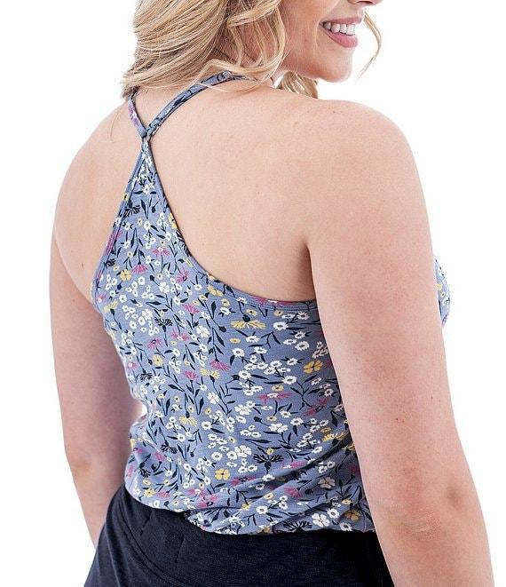 Aventura Linden Floral Slub Knit Jersey Scoop Neck Strappy Y-Back Tank Top Product Image