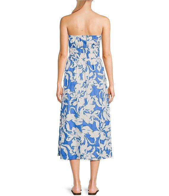 Billabong In The Sky Tropical Floral Printed Strapless Midi Dress Product Image