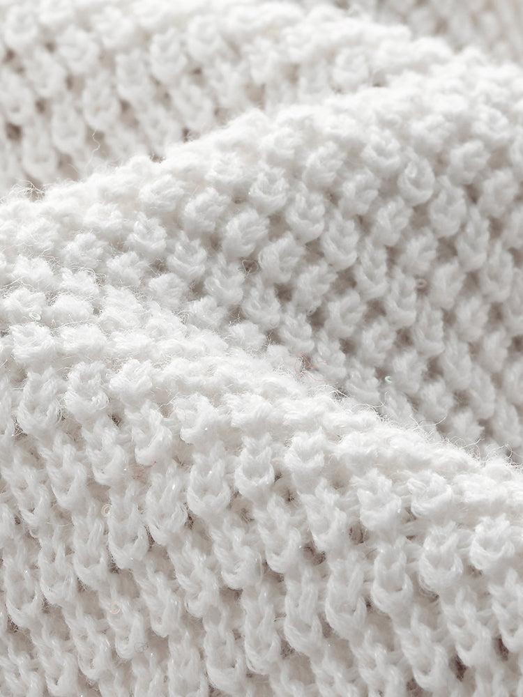 Linen Cotton Sequins Women Open-Knit Top Product Image