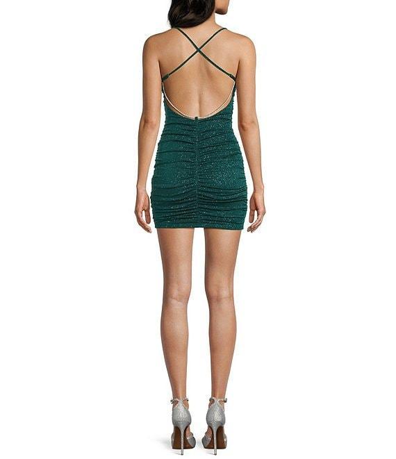 City Vibe Drape Front Ruched X-Back Dress Product Image