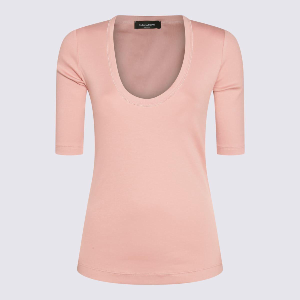 FABIANA FILIPPI Pink Cotton T-shirt In Fard Product Image