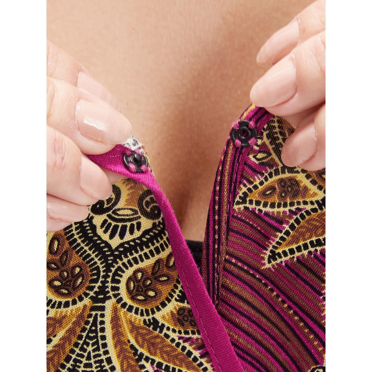 Plus Size RedViolet Bandana High Low Hem Flutter Wrap Blouse Women Vacation Short sleeve V-neck Dailywear Blouses BloomChic 26/4X Product Image